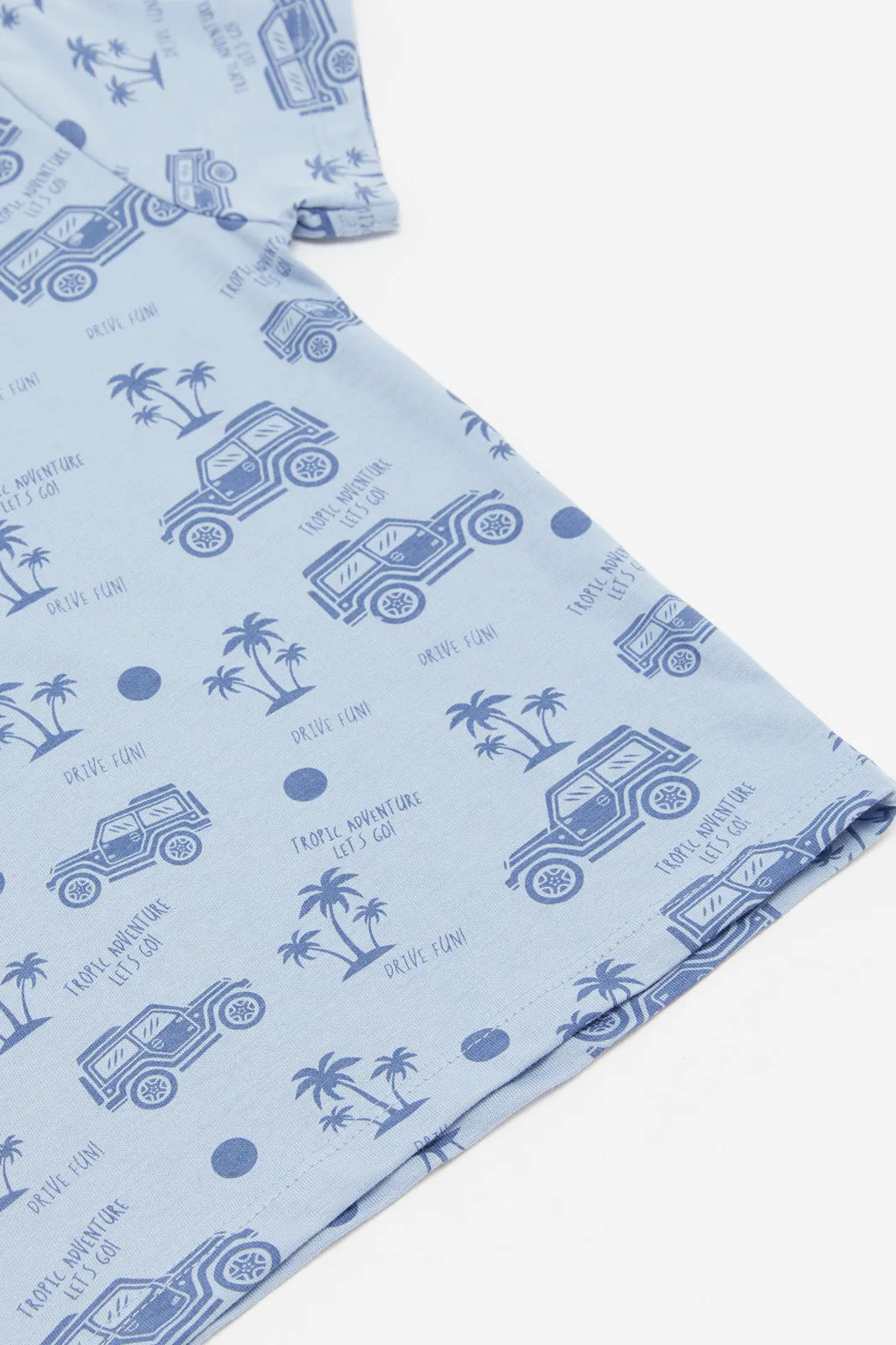 Infant Boys Blue Cars Print T-Shirt