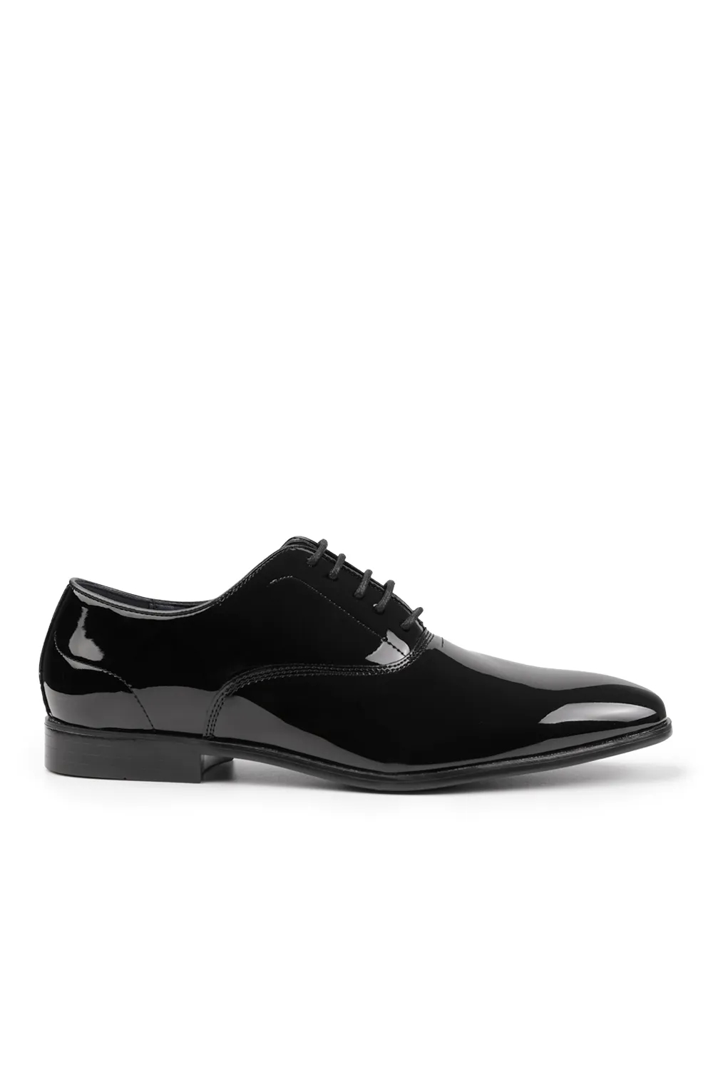 JACKSON FORMAL SHINY POLISHED OXFORD LACE UP DRESS SHOES IN BLACK PATENT