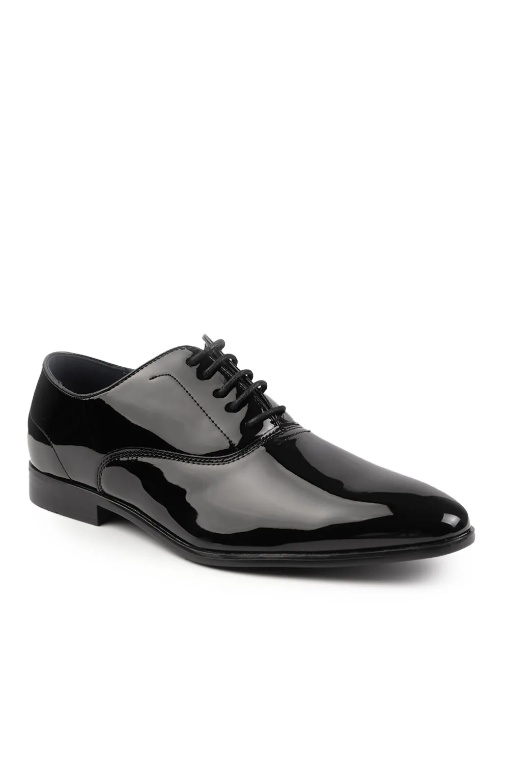 JACKSON FORMAL SHINY POLISHED OXFORD LACE UP DRESS SHOES IN BLACK PATENT