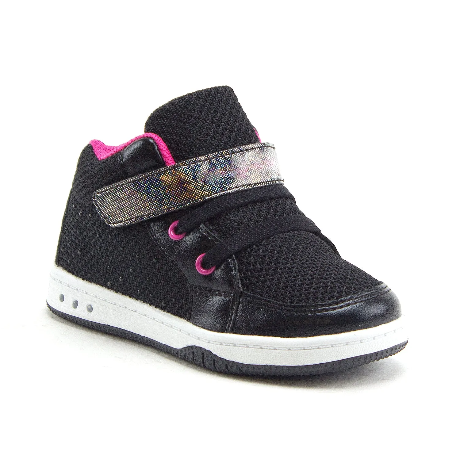 Jazamé Toddler Girls' Kids High-Top Faux Lace Easy Fashion Sneakers Shoes