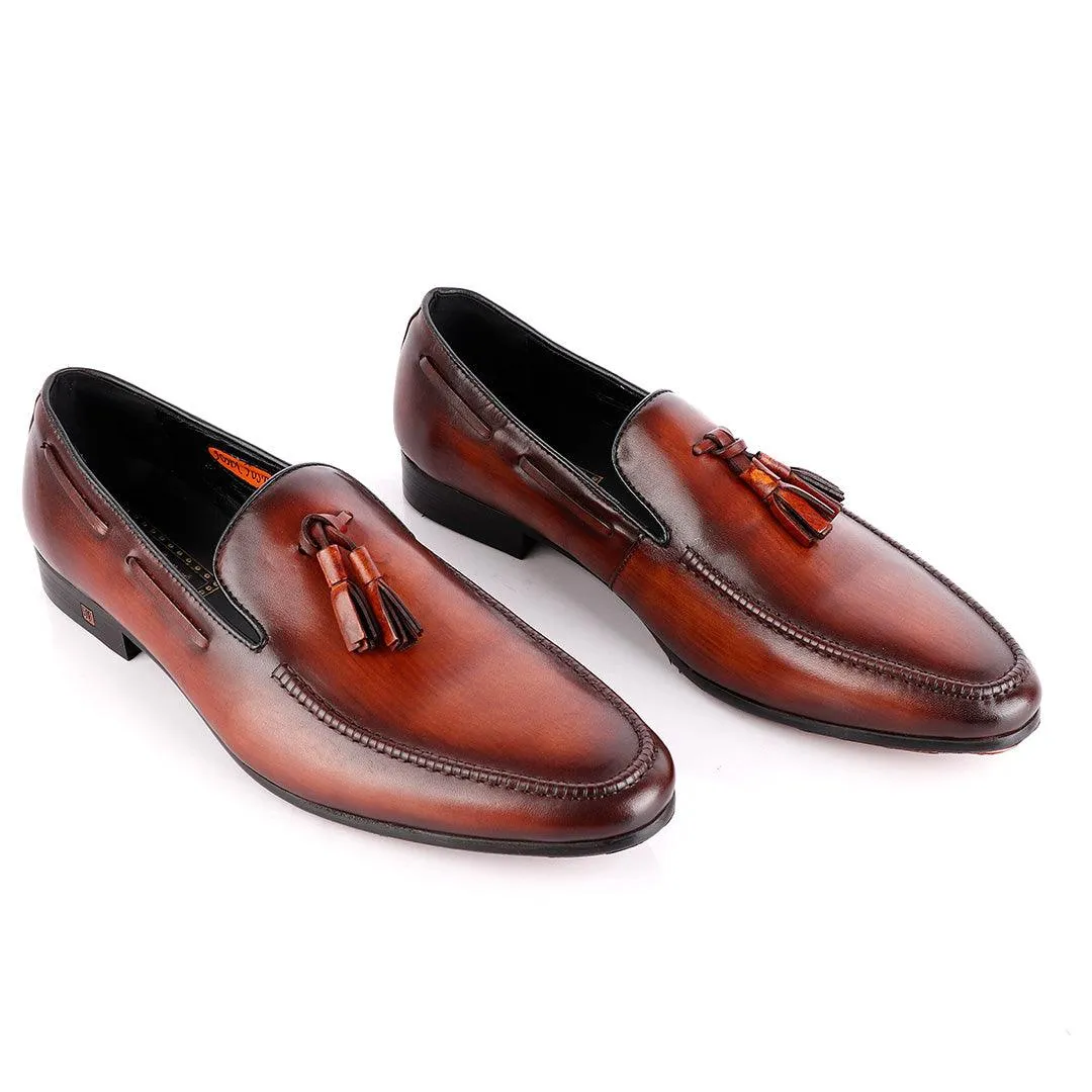 John Foster Coffee Brown Leather Tassel Loafer