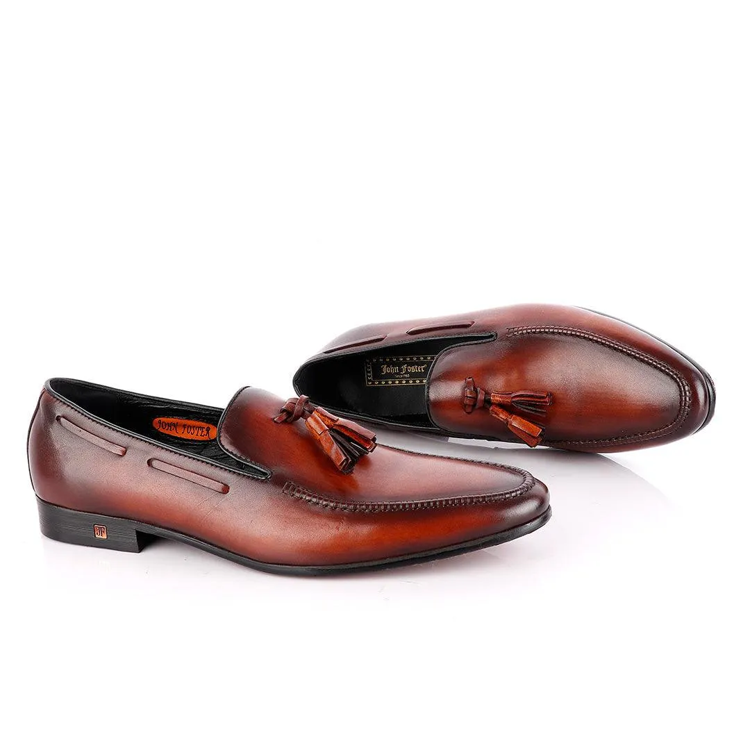 John Foster Coffee Brown Leather Tassel Loafer