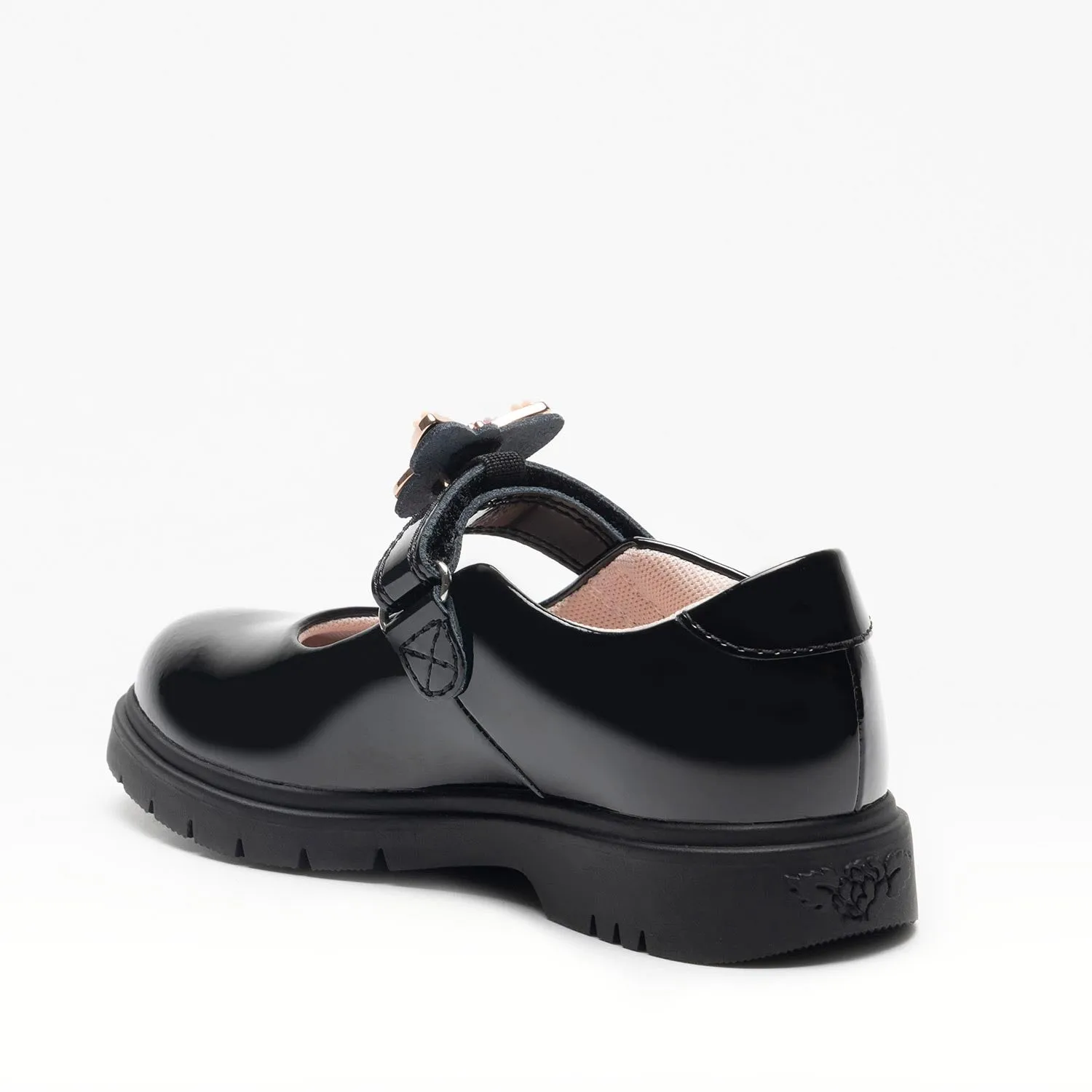 Lelli Kelly Lucy Butterfly Girls Black Patent School Shoe