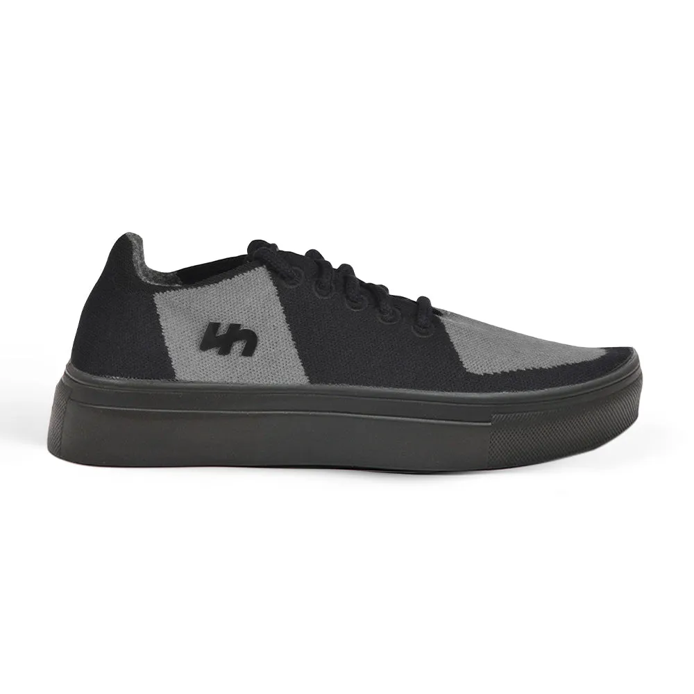 Linen Sneakers | Grey-Black (Black Sole) | Men