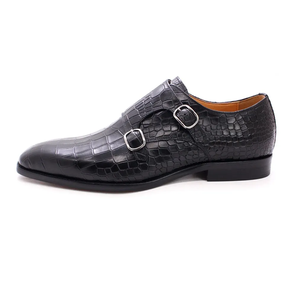 Luxury CrocStride Square Toe Monk Strap Dress Shoes