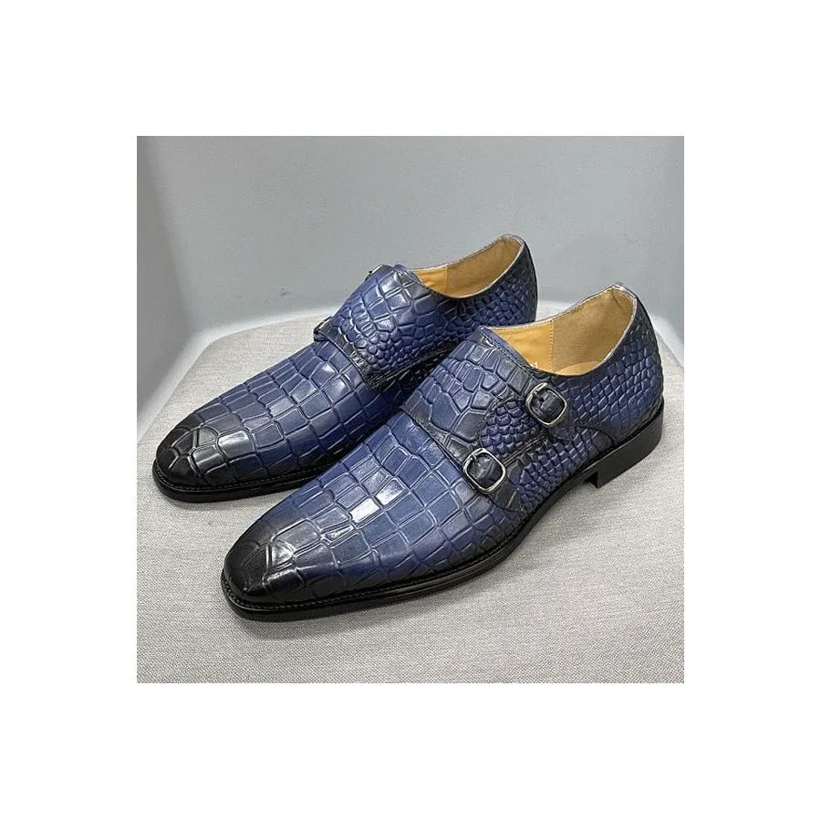 Luxury CrocStride Square Toe Monk Strap Dress Shoes