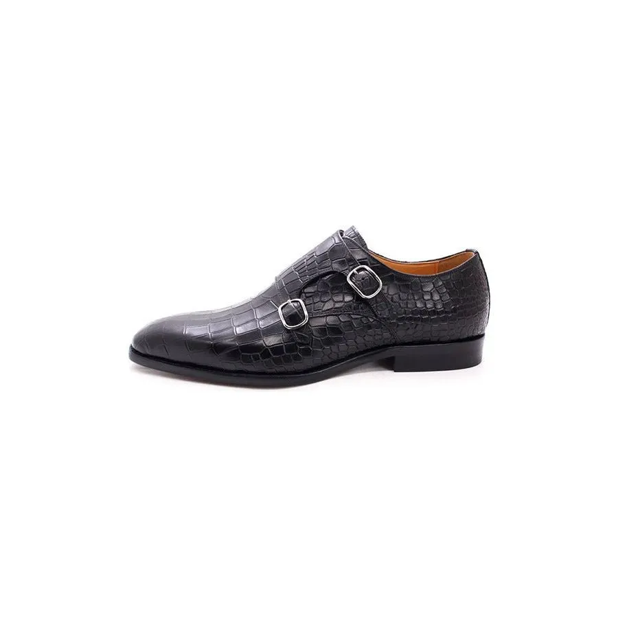 Luxury CrocStride Square Toe Monk Strap Dress Shoes