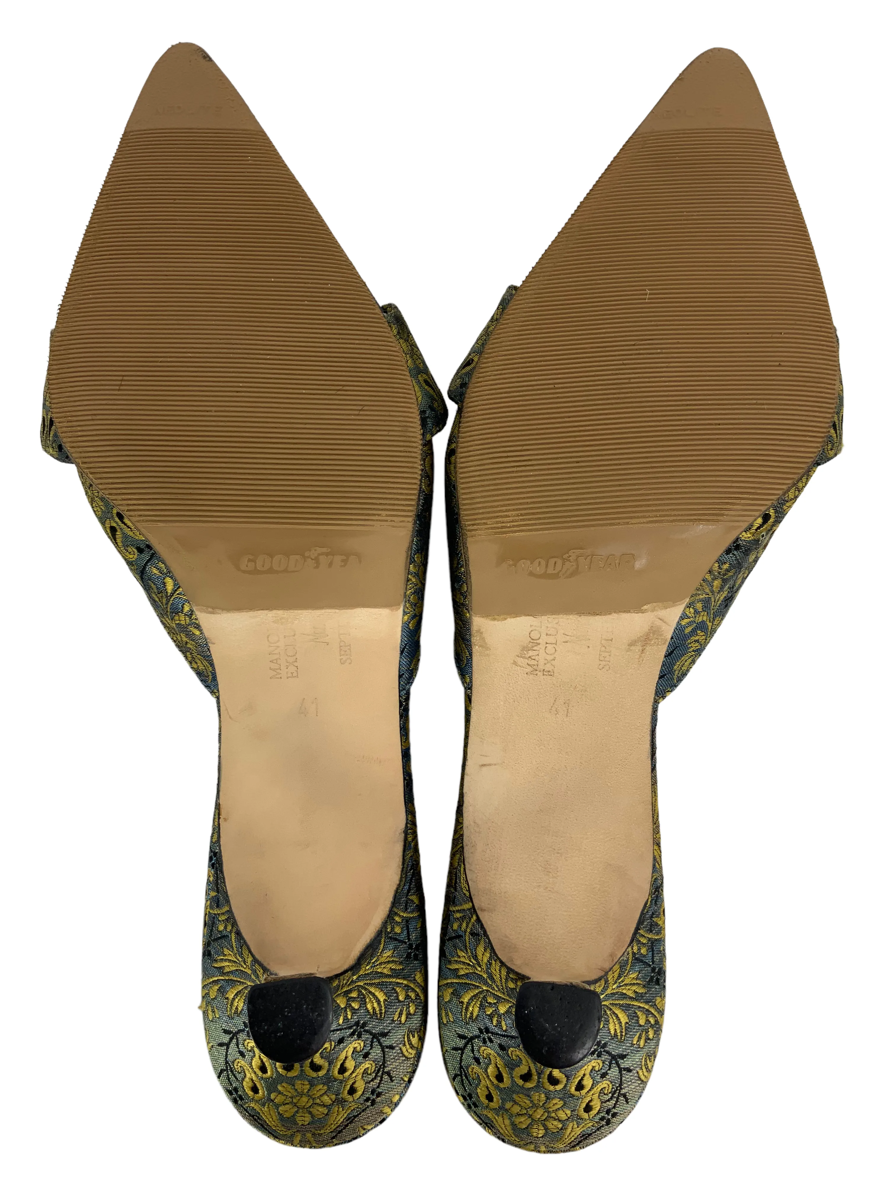 Manolo Blahnik Printed Jacquard Embellished Pumps Size 11