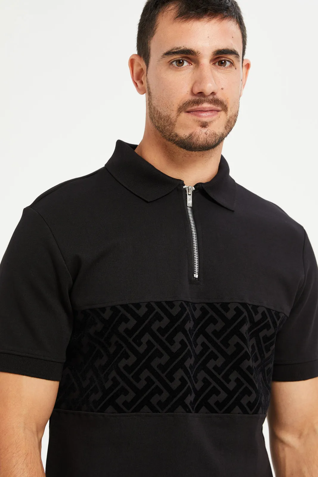 Men Black Casual Polo Shirt