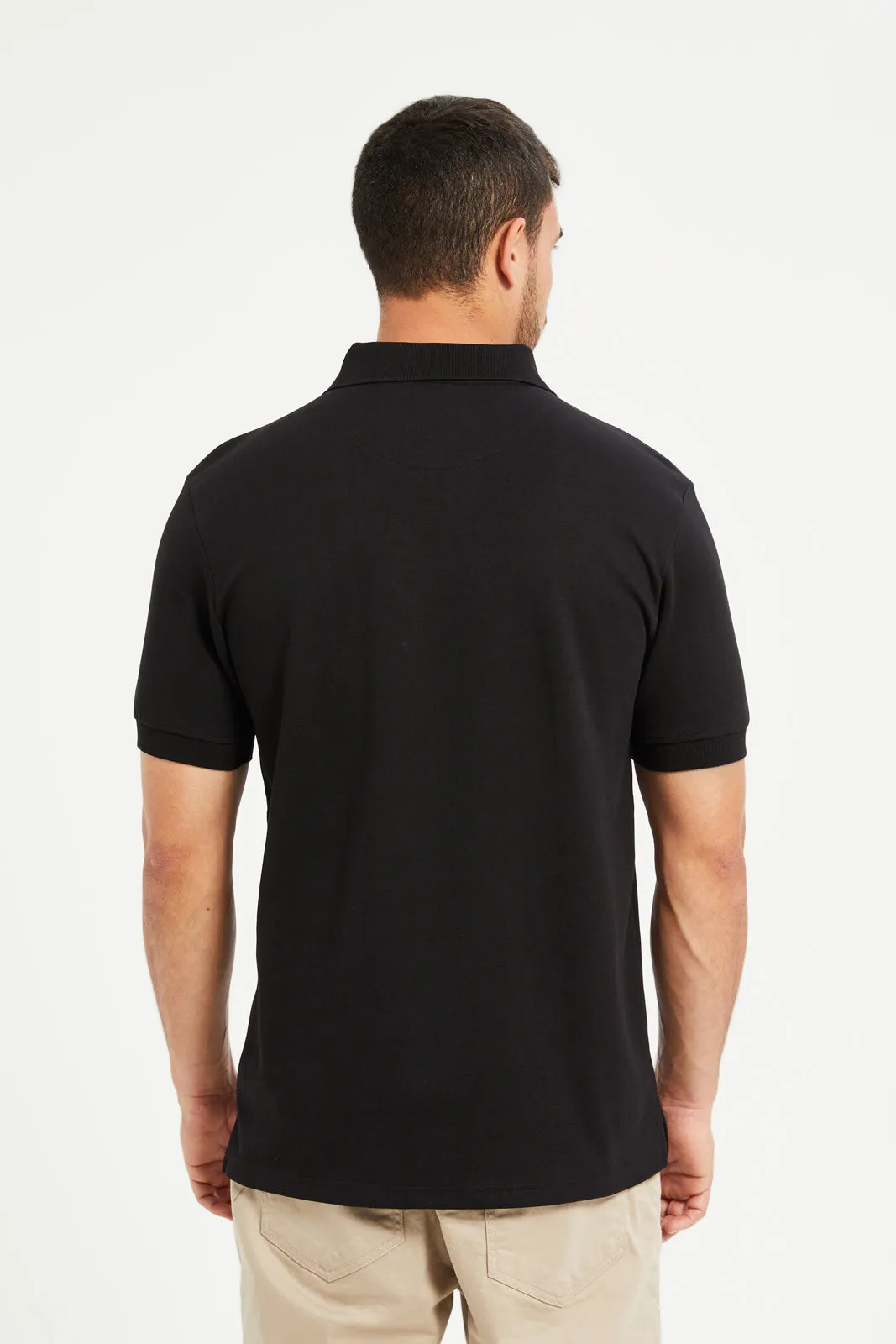 Men Black Casual Polo Shirt