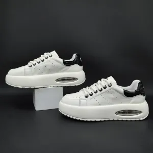 Men Casual Fashion Leather Thick Soled Sneakers