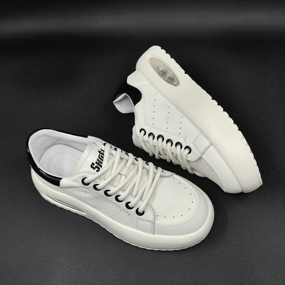 Men Casual Fashion Leather Thick Soled Sneakers