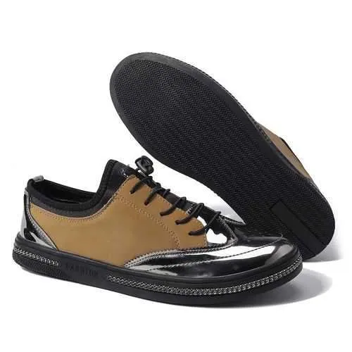 Men Casual Sneakers Microfiber Leather Lace Up Sneakers