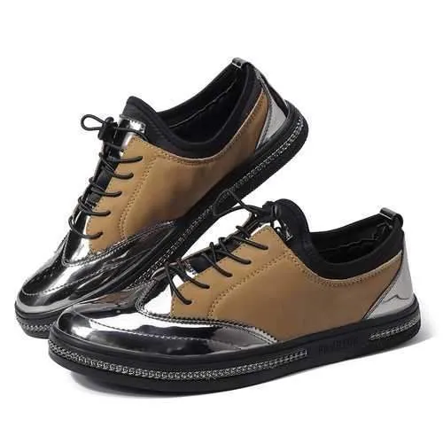 Men Casual Sneakers Microfiber Leather Lace Up Sneakers