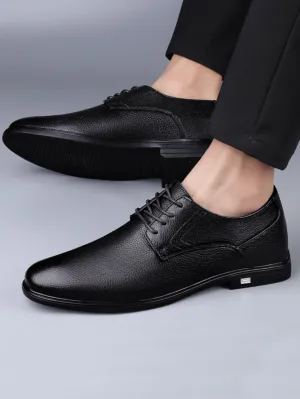 Men Litchi Embossed Lace-up Front Oxford Shoes