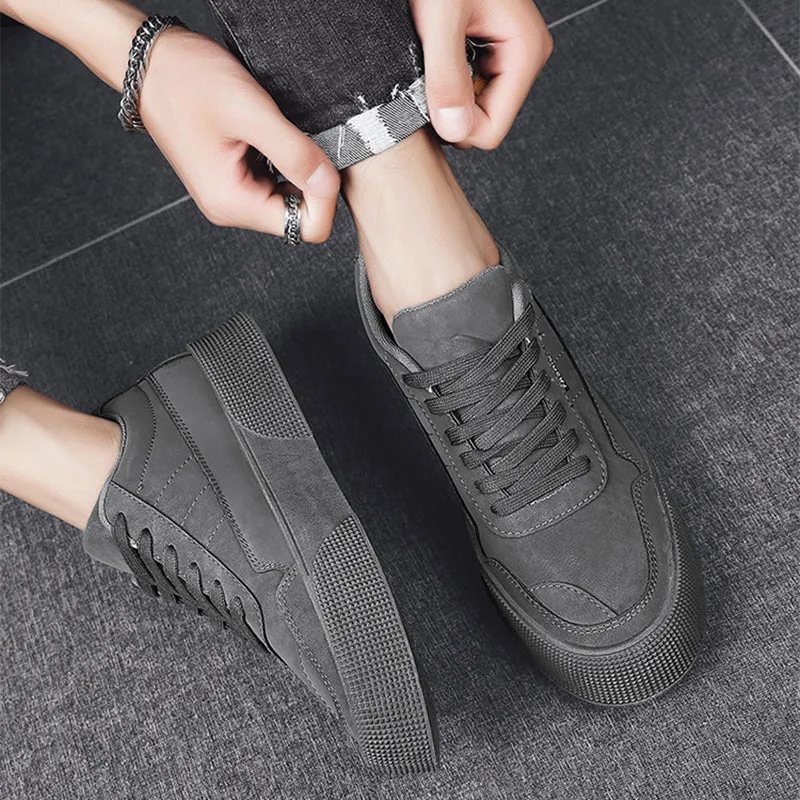 Mens Breathable Thick-soled Lace-up Sneakers