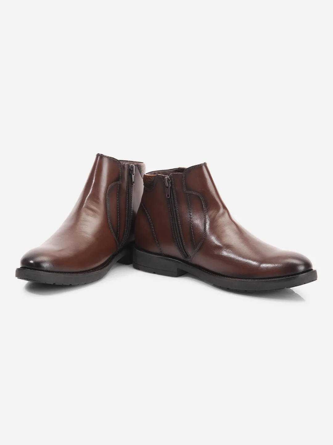 Men's Brown Round Toe Ankle Boot (ID2227)