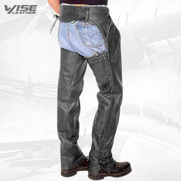 Men's Cowhide Leather Chaps with Back Support