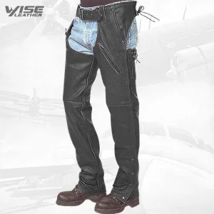 Men's Cowhide Leather Chaps with Back Support