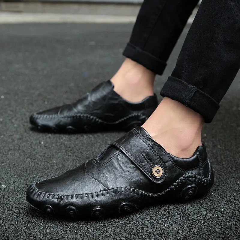 MEN'S Loafers plus Size Calf Leather Shoes Summer Peas Shoes