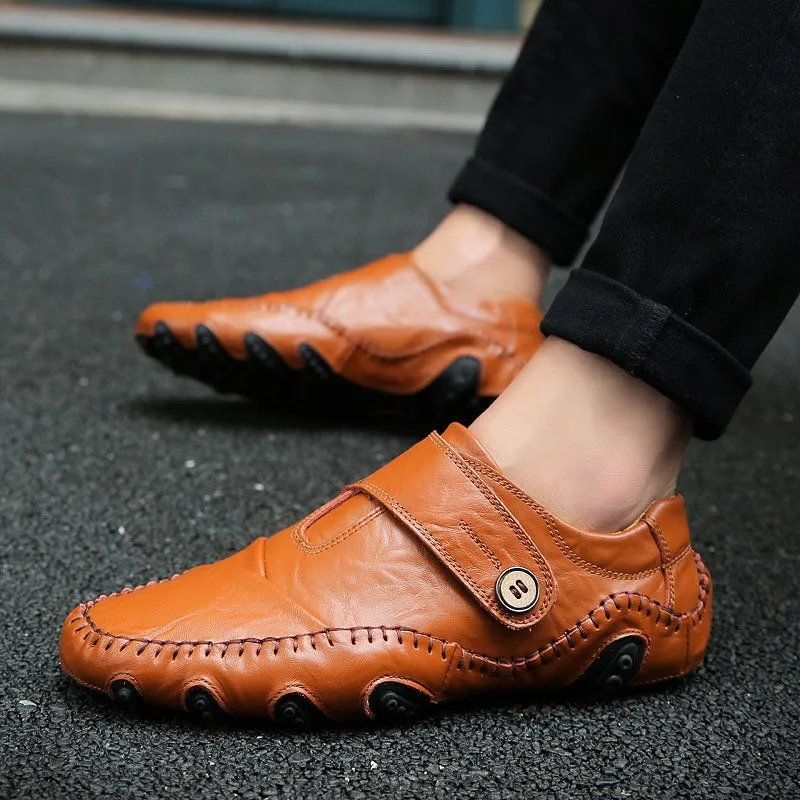 MEN'S Loafers plus Size Calf Leather Shoes Summer Peas Shoes