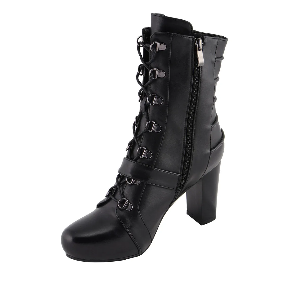 Milwaukee Leather MBL9431 Women's Black Lace-Up Fashion Boots with