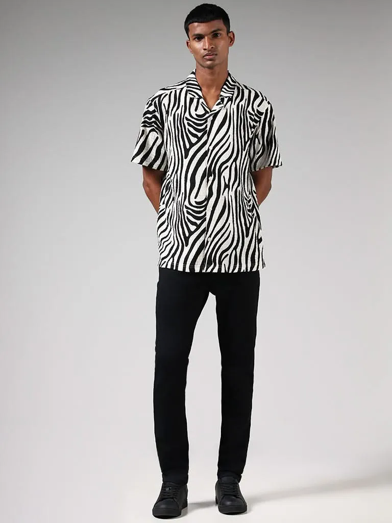 Nuon Off White Abstract Print Resort-Fit Shirt