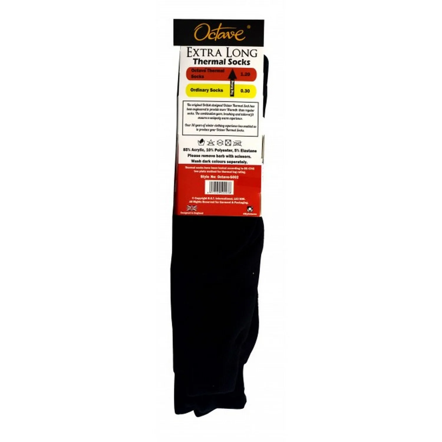 Octave® Mens Extra Long Thermal Socks 1.2 Tog 3 Pack - Black