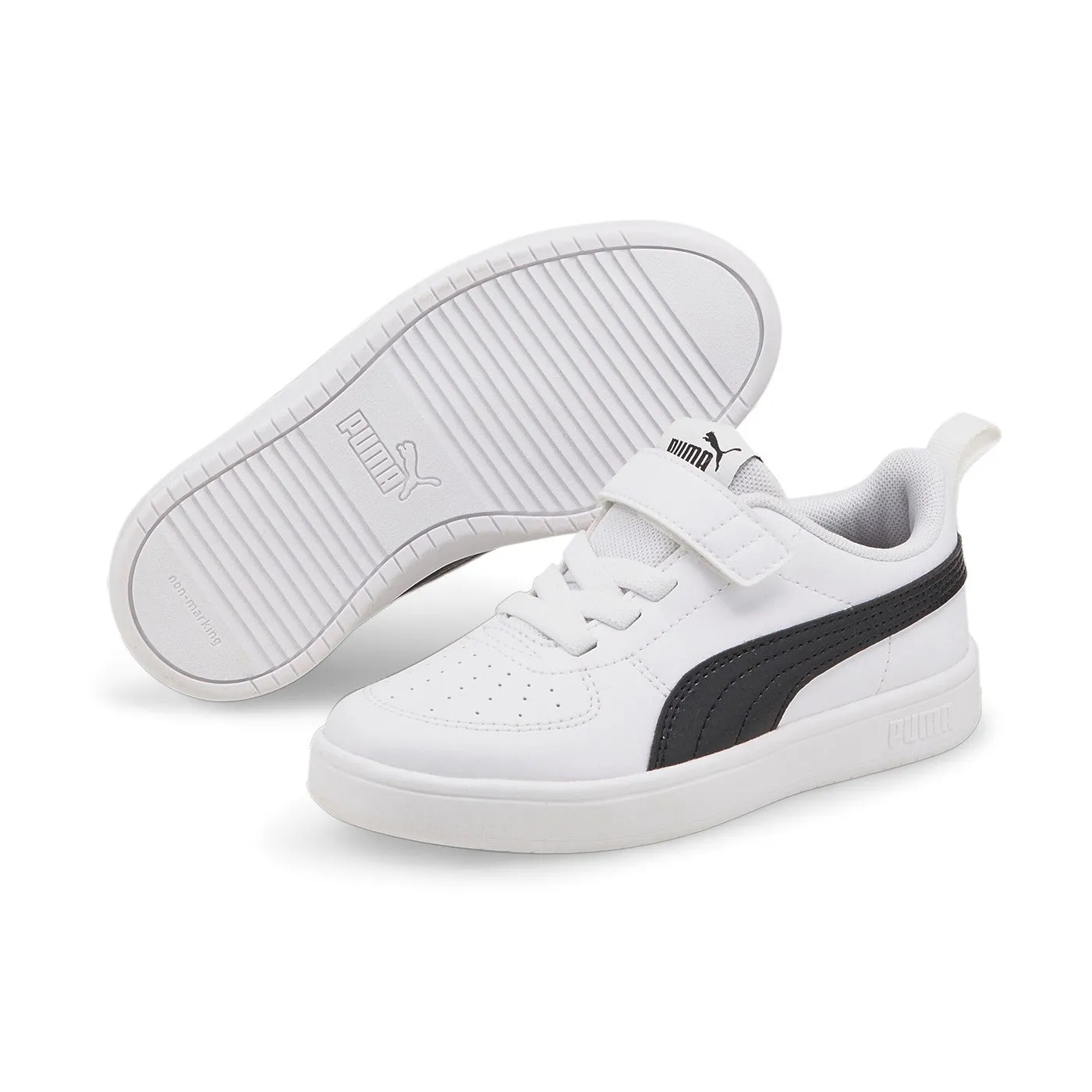 Puma Sneakers da ragazzo con laccio elastico e velcro Rickie AC 385836 03 white-black