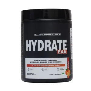 Reformulate I Hydrate EAA I Supports Muscle Recovery I Better Fluid Balance When Exercising I 6G EAA   BCAA | Zero Added Sugar I 6G EAA   BCAA | Zero Added Sugar I Improved Focus I Fluid Balance I Enhanced Endurance I Orange I 300 GM