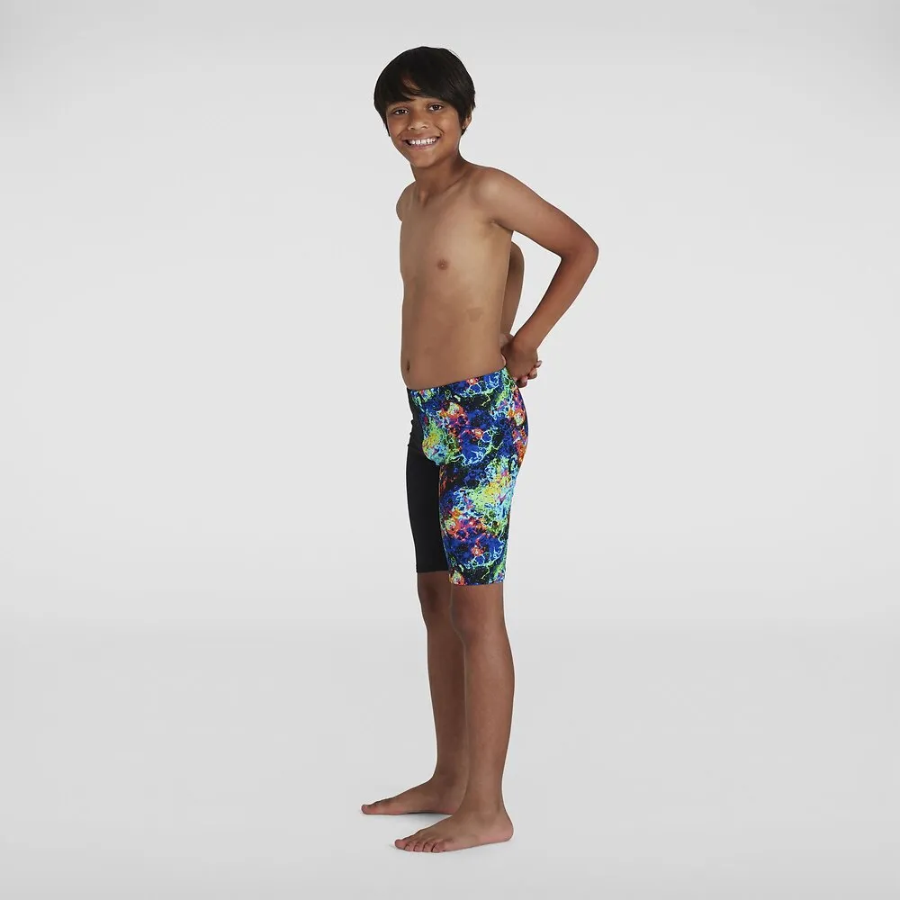 Speedo Boys Digital Placement Jammer - Black/Orange/Lapis/Cobalt