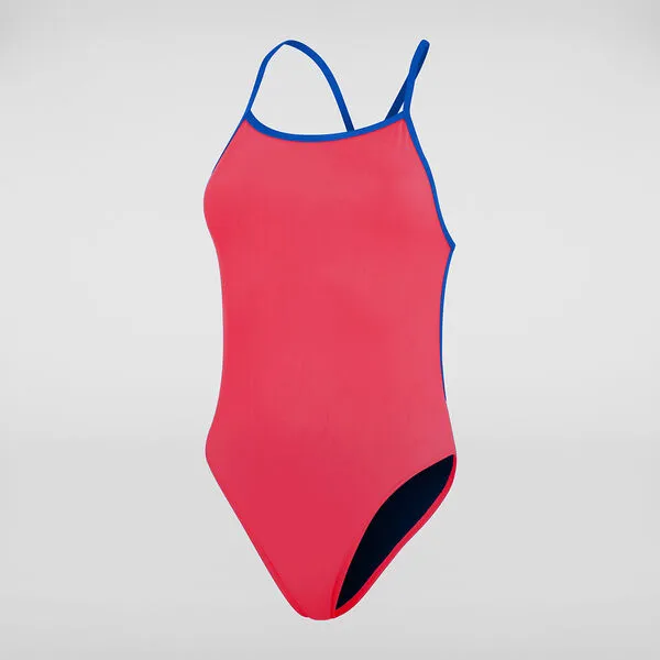 Speedo Womens Eco Solid Vback One Piece - Red