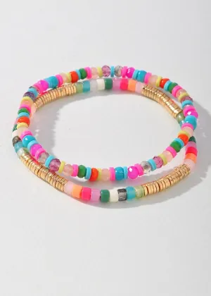 Talulla 2 Layer Mixed Bead Bracelet - Pink Multi