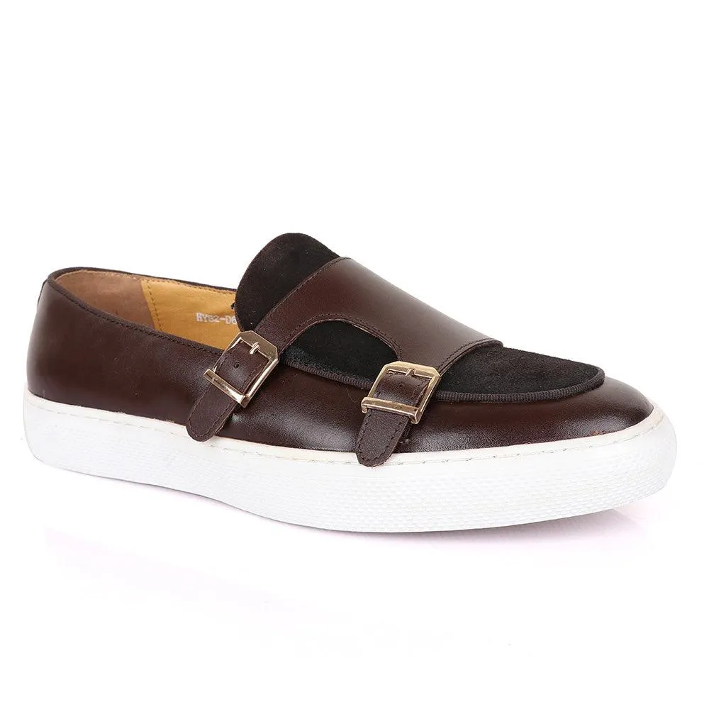 Terry Taylors Double Monk Strap Brown And Suede Mix Sneaker Shoe