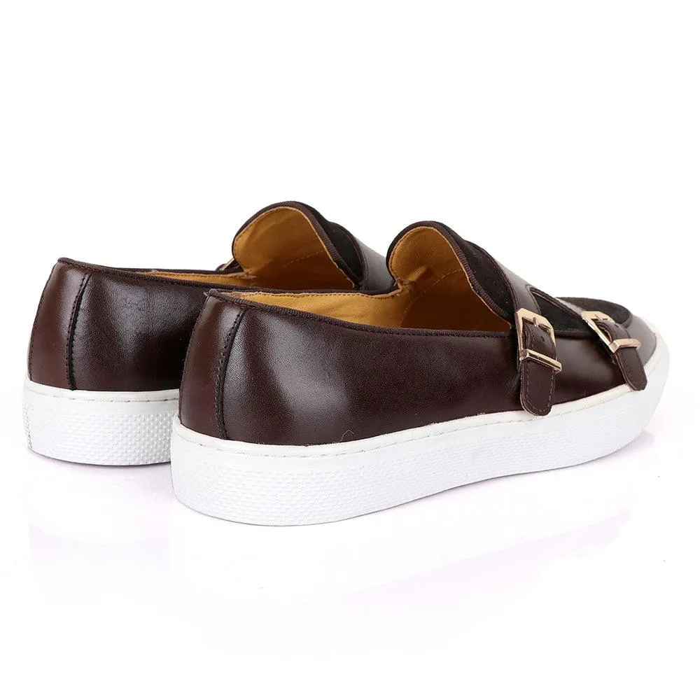 Terry Taylors Double Monk Strap Brown And Suede Mix Sneaker Shoe