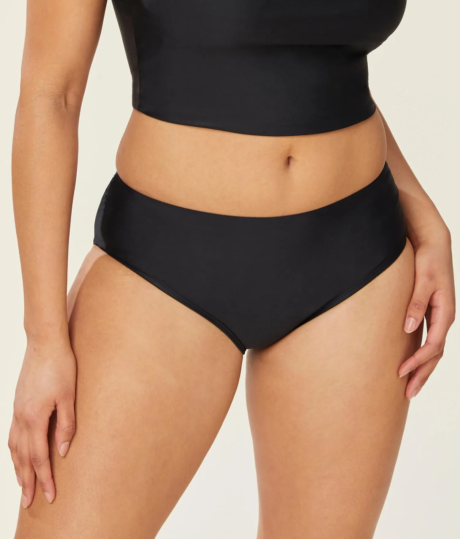 The Hipster Bikini Bottom - Glossy Eco Nylon - Black (Archive)