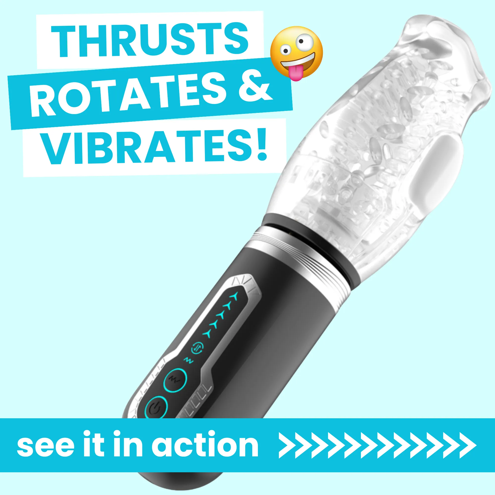 THRUSTING THRILLER Rotating, Thrusting & Vibrating Male Masturbator