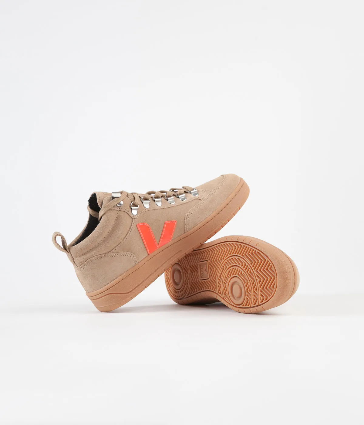 Veja Womens Roraima Suede Shoes - Desert / Orange Fluoro / Gum Sole