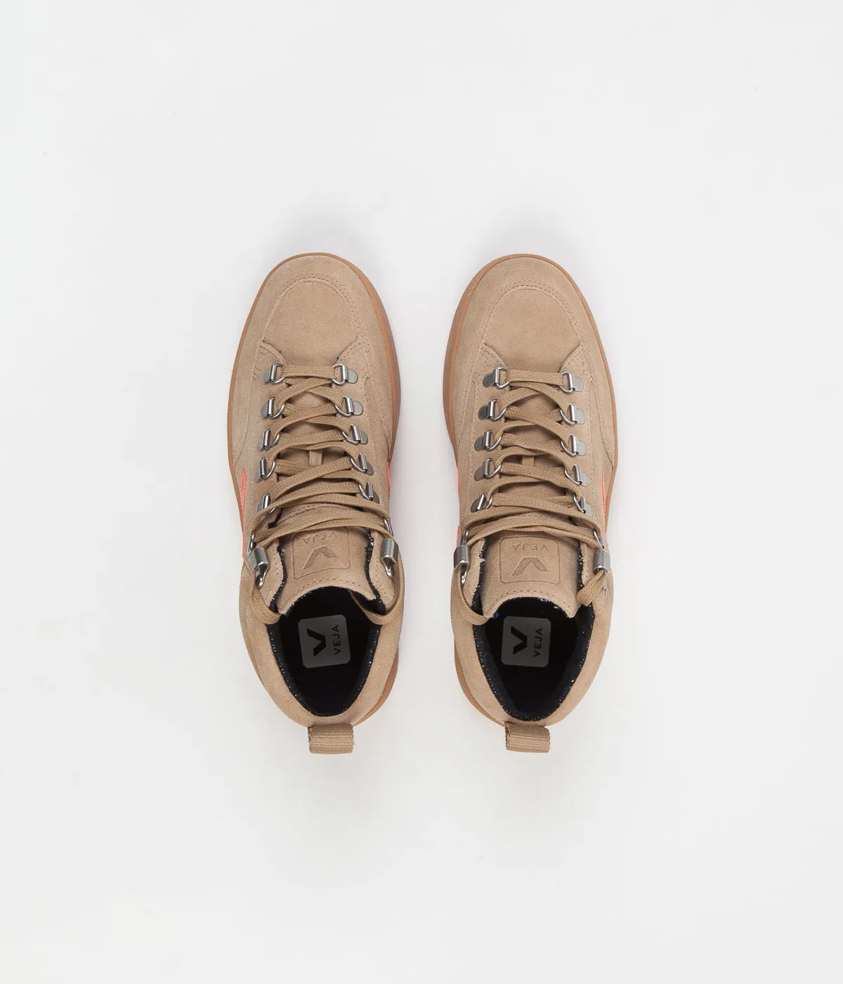 Veja Womens Roraima Suede Shoes - Desert / Orange Fluoro / Gum Sole