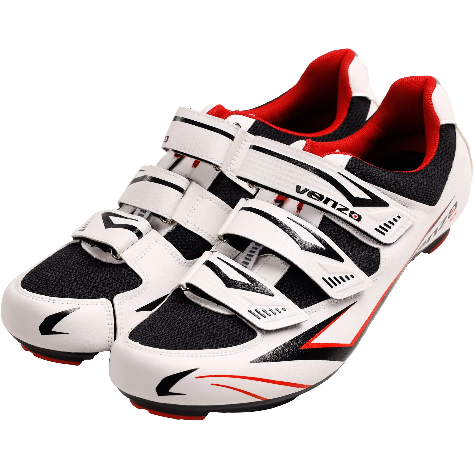 Venzo Bicycle Men’s Road Cycling Riding Shoes - With Bike Clipless Sealed Bearing LOOK Delta Compatible Pedals & 9 Degree Float Cleats - Size 43