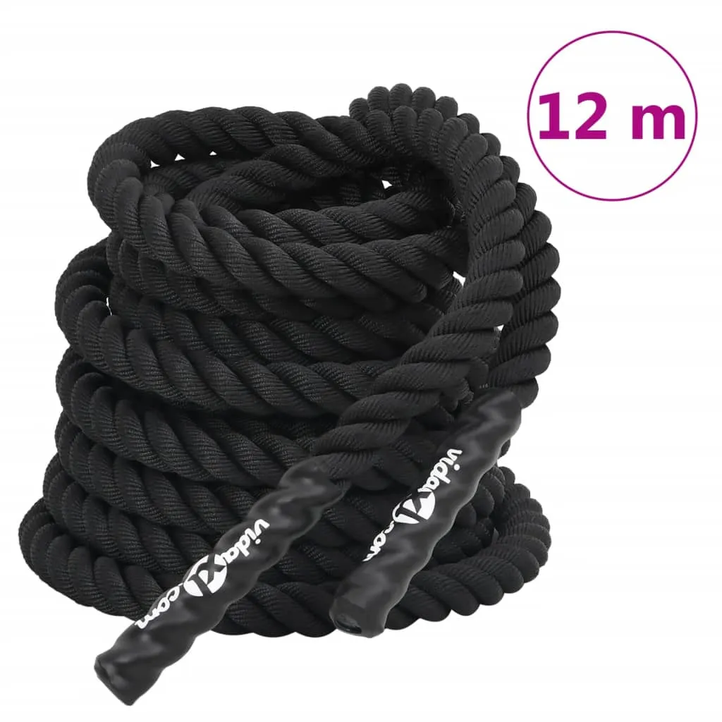 vidaXL Battle Rope Black 12 m 9 kg Polyester