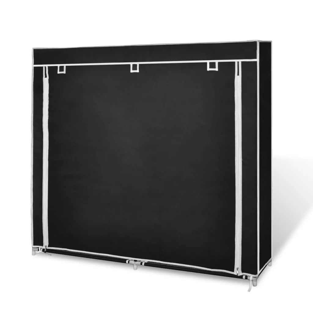 vidaXL Fabric Shoe Cabinet with Cover 115 x 28 x 110 cm Black