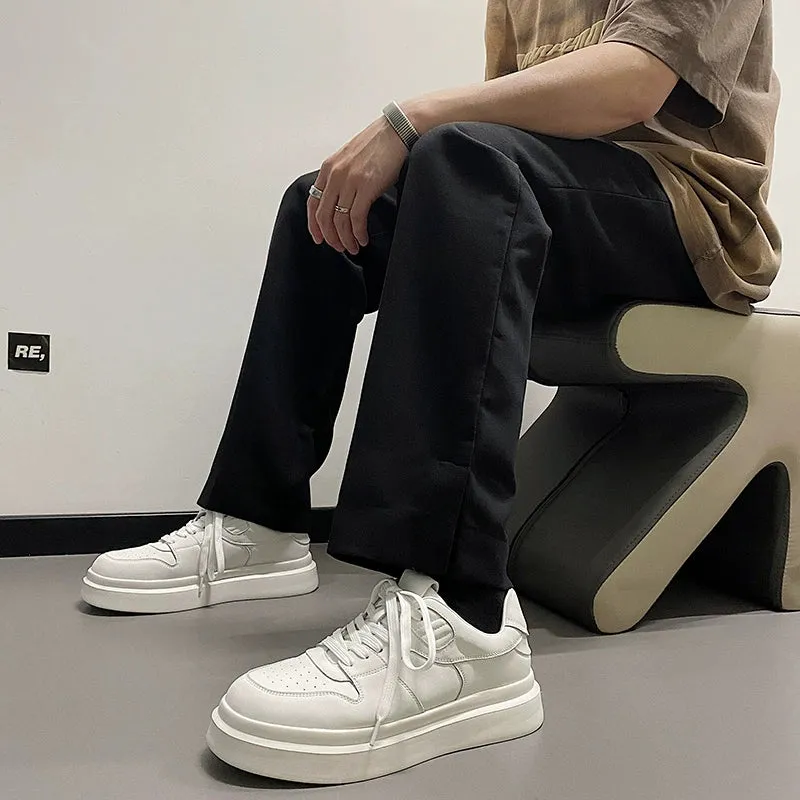 White Height-Enhancing Thick-Soled Sneakers