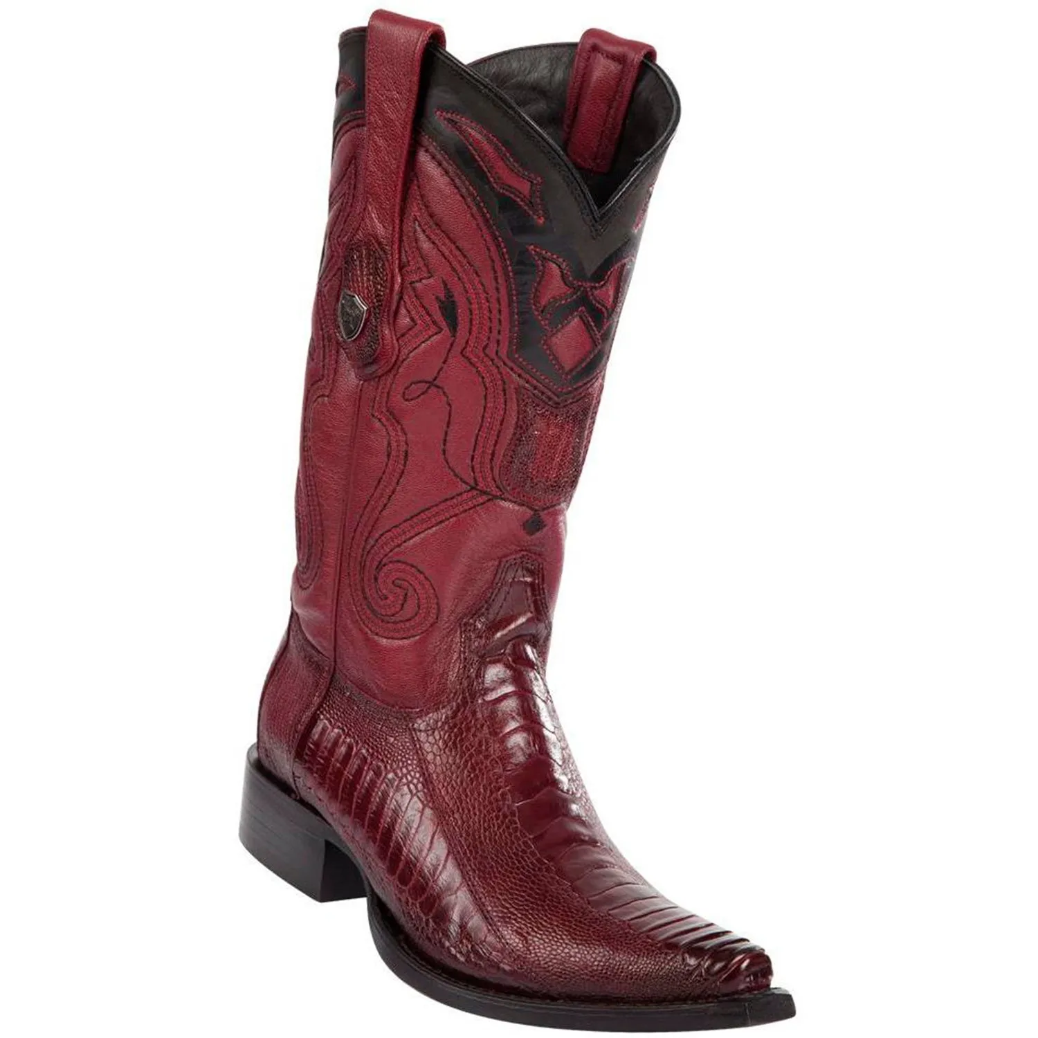 Wild West Boots #2940543 Men's | Color Faded Burgundy | Men’s Wild West Ostrich Leg Boots Snip Toe Handcrafted