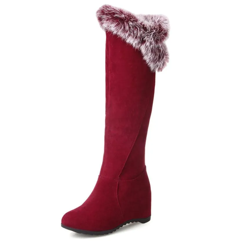 Winter warm plush lining over the knee boots pull on