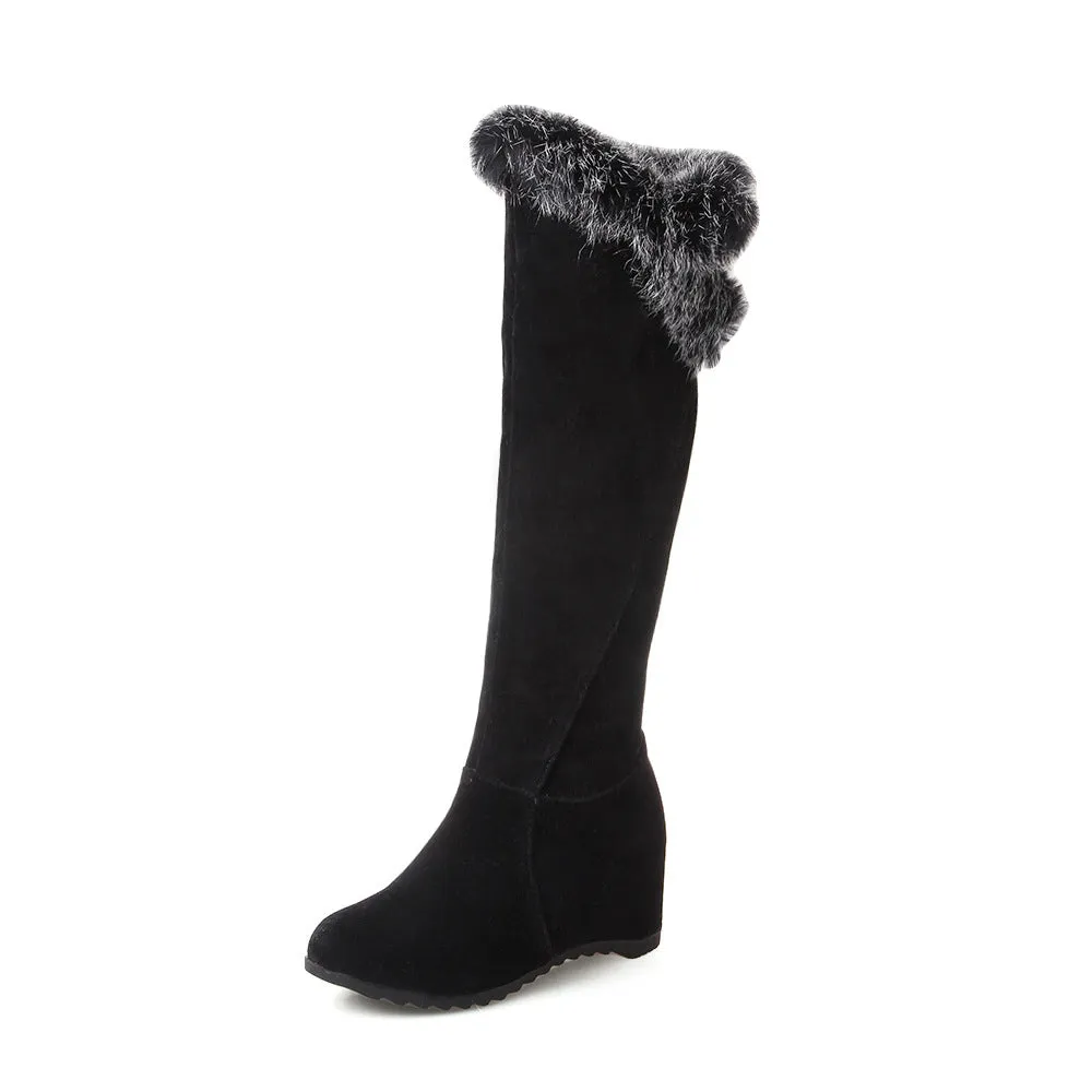 Winter warm plush lining over the knee boots pull on