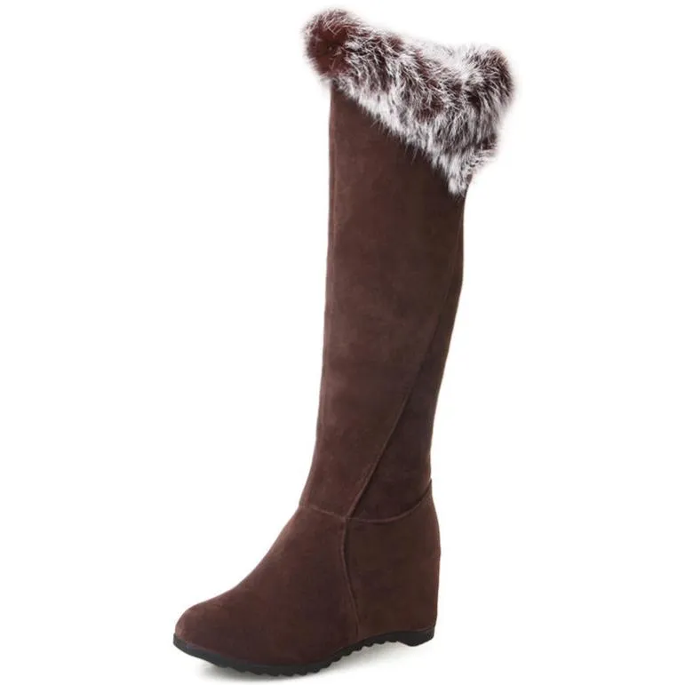 Winter warm plush lining over the knee boots pull on