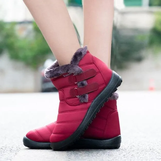 Women waterproof soft winter faux fur keep warm short snow boots