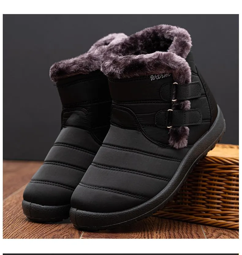 Women waterproof soft winter faux fur keep warm short snow boots