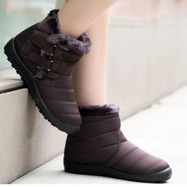 Women waterproof soft winter faux fur keep warm short snow boots